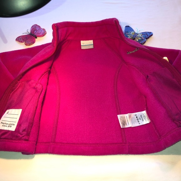 Columbia Girls Fleece Jacket, XXS, (4-5), Hot Pink, pre-owned, pet/smoke free - Picture 7 of 11